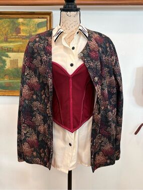 Vintage Floral Tapestry Jacket Plus Size 22W Dark Academia